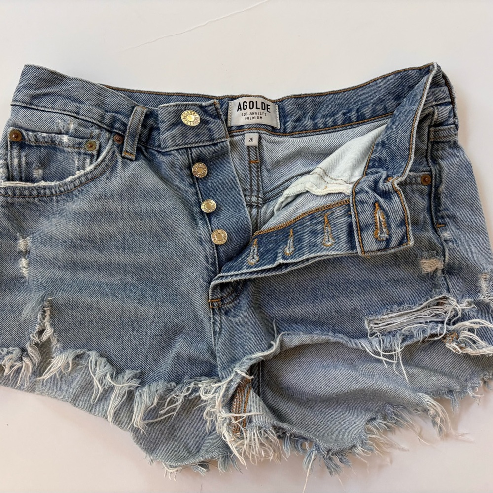Agolde Parker Jean Shorts size 26 destroyed wash